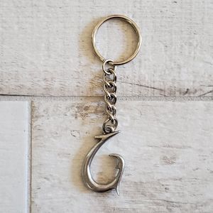 NEW Solid Pewter Fisherman's Hook Key Chain